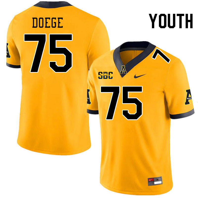 Youth #75 Felix Doege Appalachian State Mountaineers College Football Jerseys Stitched-Gold